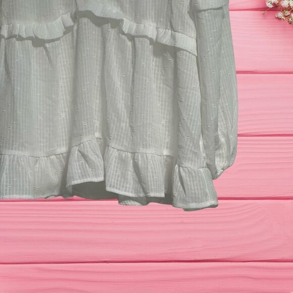 Blu Pepper Women's Top Small White Casual Boho Cottagecore Sheer NWT - Picture 3 of 9